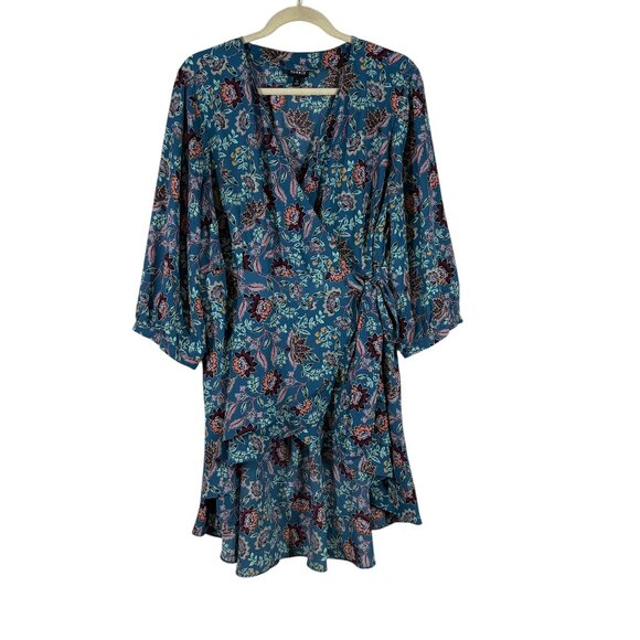 Torrid Blue Floral Flowy Feminine Wrap Blouse Tunic Women's Plus Size 2X - Picture 1 of 8
